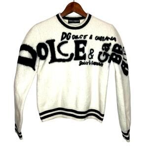 Dolce & Gabbana Graffiti Intarsia & Flocked 100% virgin wool sweater size 52 IT